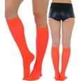 thumbnail image 6 of ToBeInStyle Women's Fashion Opaque Nylon Knee High Socks - Neon Orange, 6 of 7