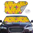 thumbnail image 2 of Fotbe Mardi Gras Crayfish and Fleur de lis Car Windshield Sunshade | Sun Visor Protector Front Window Shade, Keeps Out UV Rays, Keeps Your Vehicle Cool-, 2 of 7