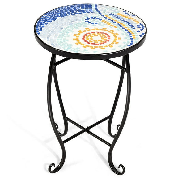 Costway Outdoor Indoor Accent Table Plant Stand Scheme Garden Steel Ocean