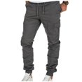 thumbnail image 2 of Mens Pants Clearance Mens Casual Fitness Bodybuilding Pocket Solid Color Length Sports Pants, 2 of 4
