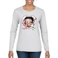 thumbnail image 1 of Wild Bobby, Betty Boop Heart Blowing Kiss Dog Betty Boop Womens Long Sleeve T-Shirt, White, XX-Large, 1 of 5