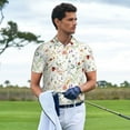 thumbnail image 5 of Balery Wildflower Watercolor Printed Men’s Short Sleeve Polo Shirt, Midweight Men's Shirt,Golf Polo shirts -4X-Large, 5 of 8