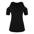 thumbnail image 4 of Camisas sexy de verano para mujer Cuello en V Hombro frío Manga corta Tops Blusa regular Fridja ghk4992, 4 of 5