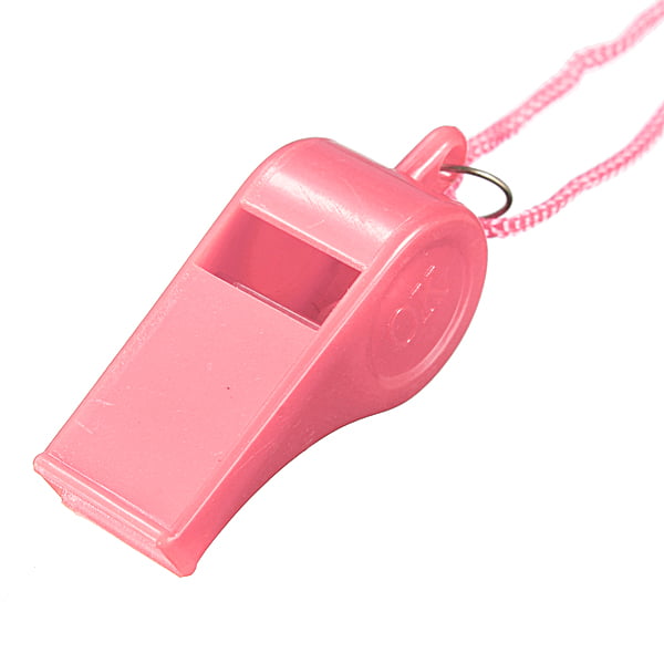 Coloured Plastic Whistle with Neck Cord Sports Referee Football Rugby Wrist 
