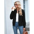 thumbnail image 4 of Womens Jacket Coat Casual Stand Collar Zip Up Fall Fashion Jackets Outfits with Pockets Black S, 4 of 8