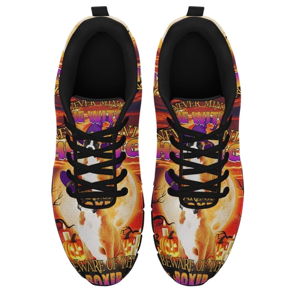 Halloween Beware Of The Boxer Running Shoes Sneakers Mesh Black Size 3.5