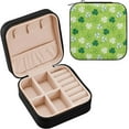 thumbnail image 2 of GZHJMY St. Patrick's Day Clover Mini Jewelry Box, Portable Leather Travel Small Jewelry Organizer Case for Earring, Necklace, Rings, Bracelets, 2 of 7