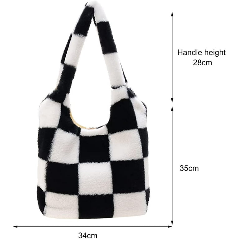 Black & White Checkerboard Plush Wristlet Wallet