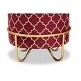 thumbnail image 4 of Candice Glam and Luxe Red Quatrefoil Velvet Fabric Upholstered Gold Finished Metal Ottoman, 4 of 5