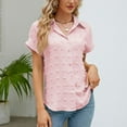 thumbnail image 5 of TTUHYWXI Womens Short Sleeve Shirts V Neck Collared Button Down Shirt Tops with Pockets (Pink, XXL), 5 of 9