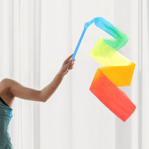 HONMEET Colored Dance Ribbons Gymnastics Ribbon PVC Imitation Silk Athletes Colored Design 1Pcs