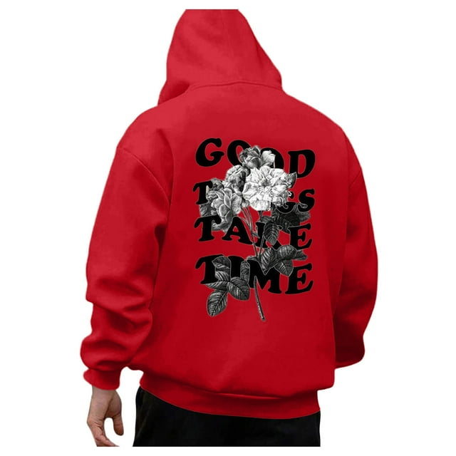Ediodpoh Chandail de Sport à Capuche à Manches Longues Décontracté pour Hommes, Mode Automne et Hiver, Rouge, TTTG