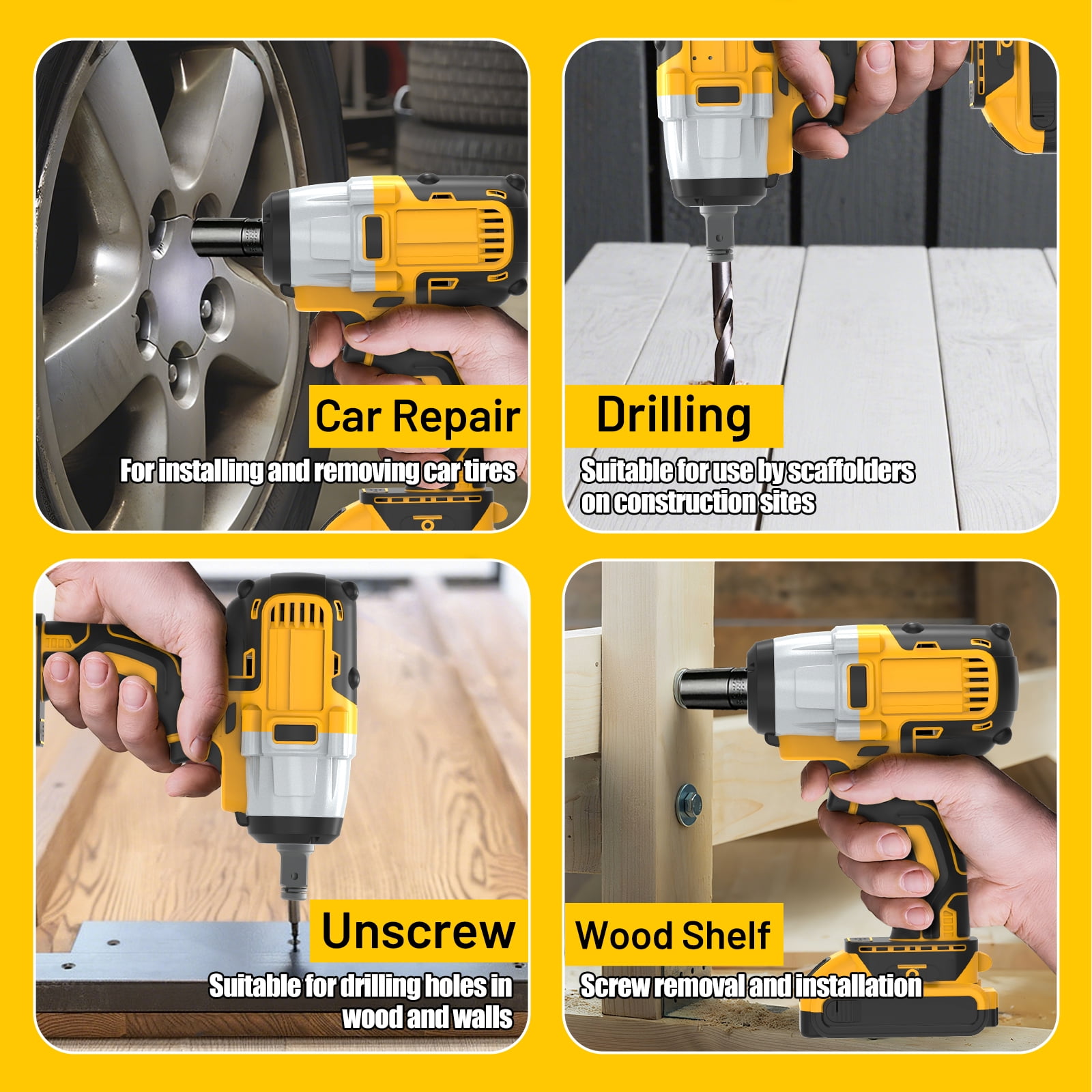 800Nm & 650Nm Brushless Impact Gun, Cordless Impact Wrench Compatible with Dewalt 20V Battery, 1/2" High Torque, 3-Mode Speed, Variable Torque & LED Work Light, Tool Only