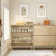 thumbnail image 3 of Entryway Shoe Cabinet with 2 Flip Drawers, Narrow Wooden Shoe Cabinet, Freestanding Hidden Shoe Organizer for Hallway, 3 of 8