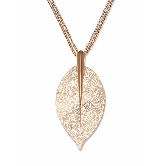 PalmBeach Jewelry Leaf Drop Necklace, 26 inch chain, plus 2 inch extension