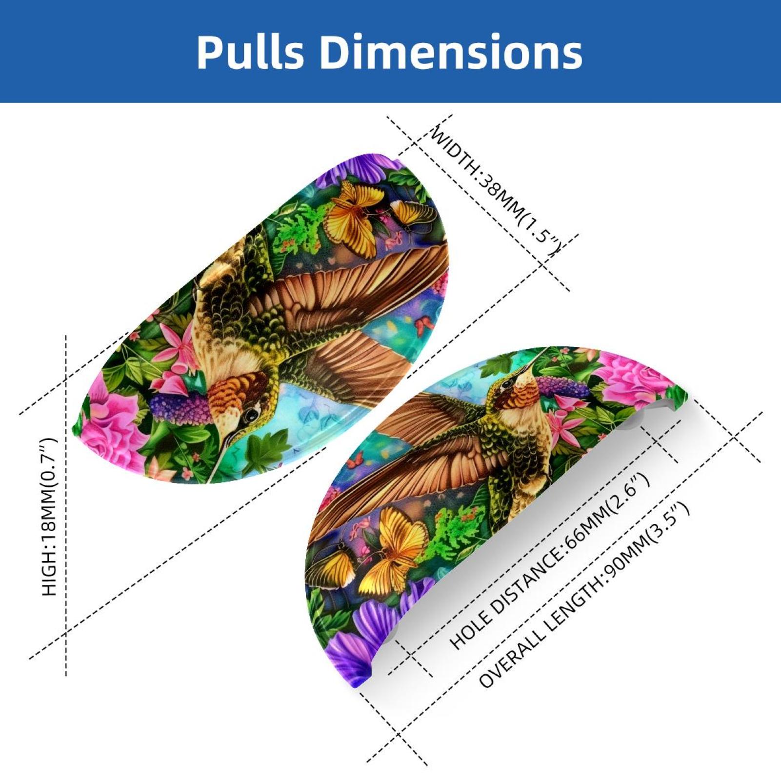 PhooArto 6 Pcs Cup Drawer Pulls, Hummingbird Floral Color Painting Shell Shape Handles Cabinet Knobs for Dresser Cupboard Closet Wardrobe with Screws
