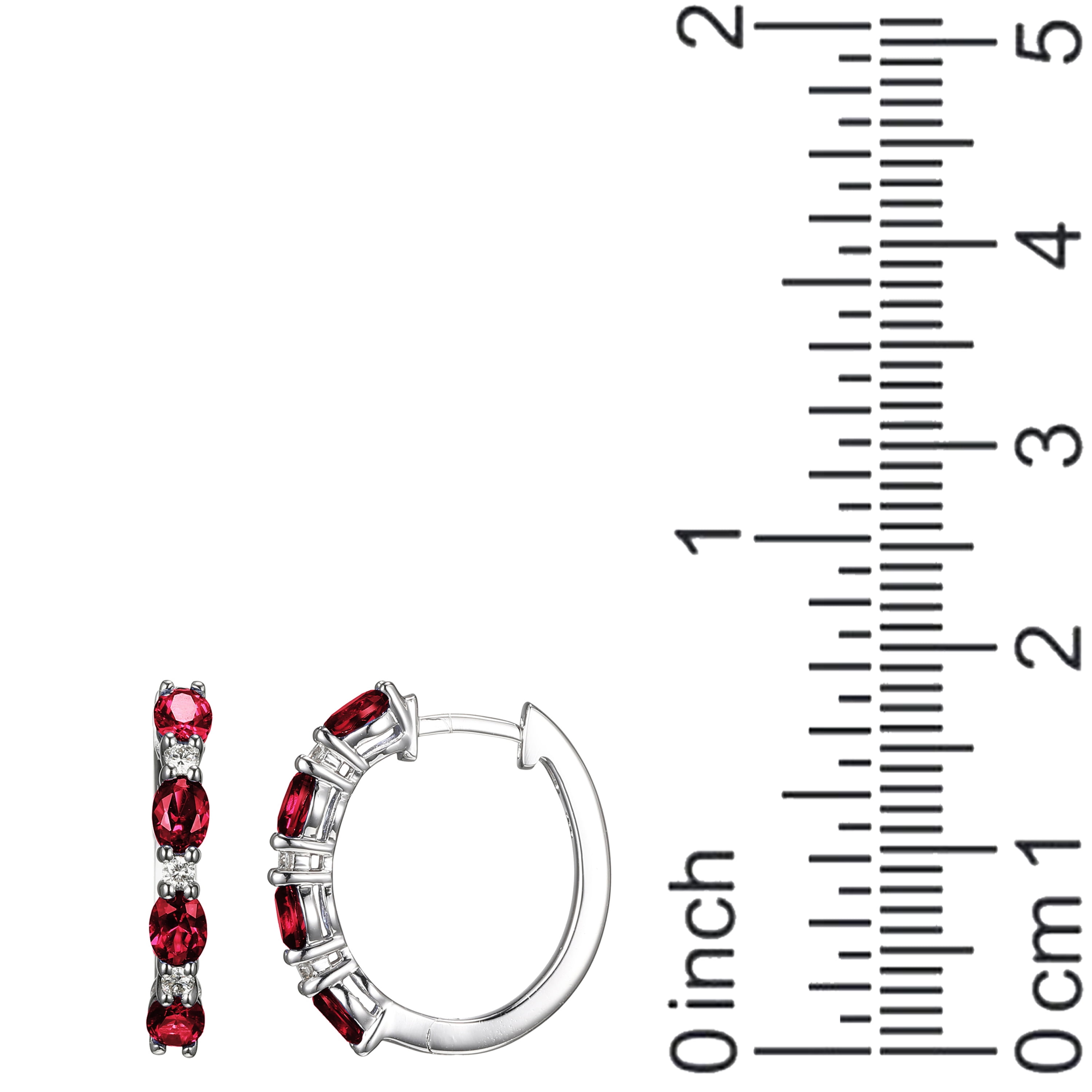 Forever Facets Lab Grown Diamond and Created Ruby Sterling Silver Hoop Earrings, Adult Female