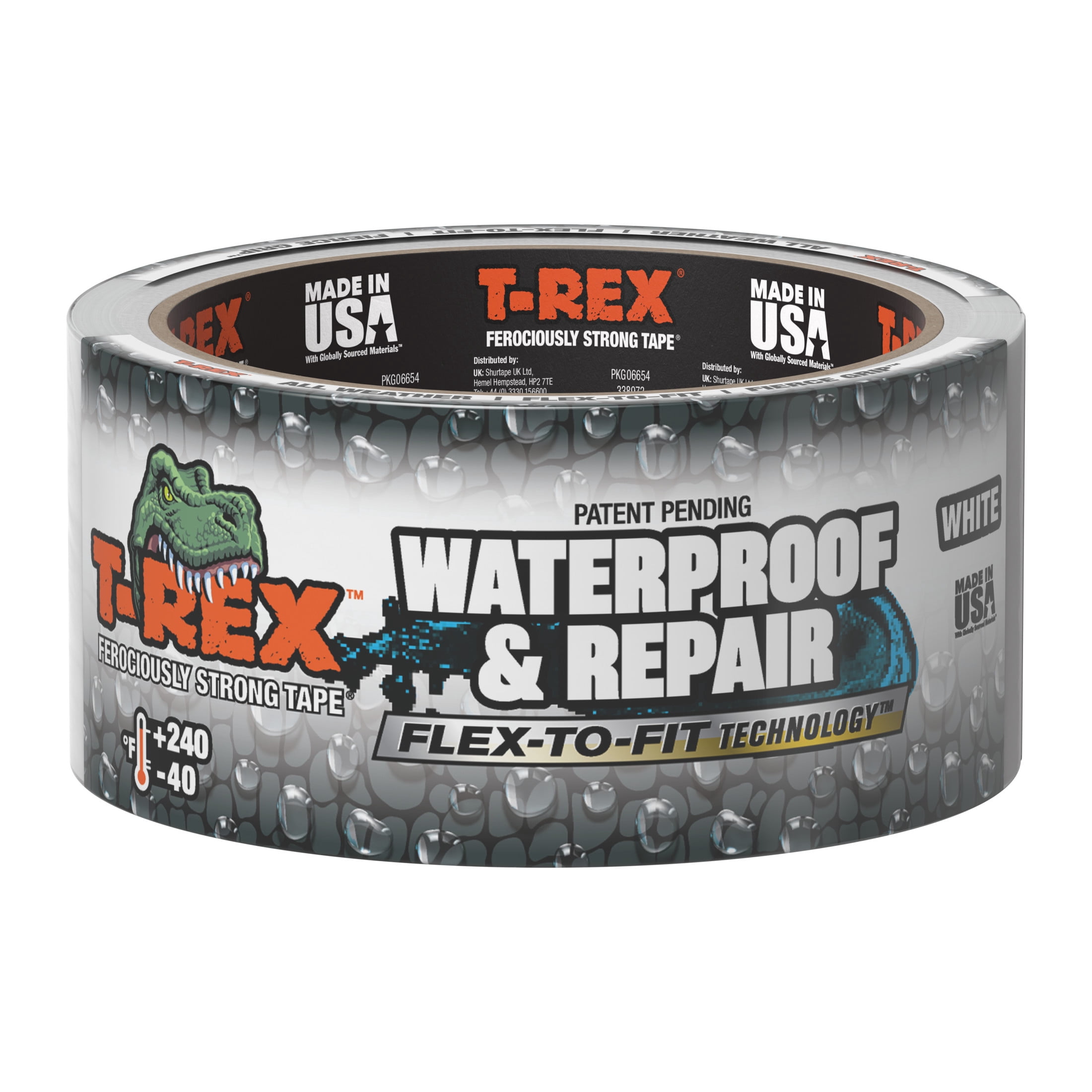 (8 pack) T-Rex Ferociously Strong White Waterproof and Repair Tape 1.88 in x 10 yd