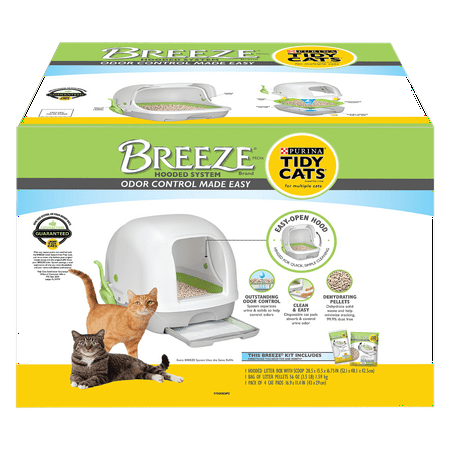 Purina Tidy Cats Hooded Litter Box System, BREEZE Hooded System Starter Kit Litter Box, Litter Pellets &