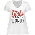 thumbnail image 3 of Inktastic Girls Rule the World Women's Plus Size V-Neck T-Shirt, 3 of 5