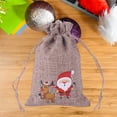 thumbnail image 3 of 5Pcs/Set Goodies Bag Drawstring Dust Proof Imitation Linen Tiny Jute Burlap Christmas Themed Printed Candy Pouch Party Supplies, 3 of 8