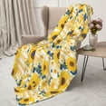 thumbnail image 3 of Sikiie Striped Sunflower Daisy Cozy Flannel Fleece Throw Blanket: Lightweight & Thick for All Seasons - Perfect for Women, Men, & Kids"60"x50", 3 of 6