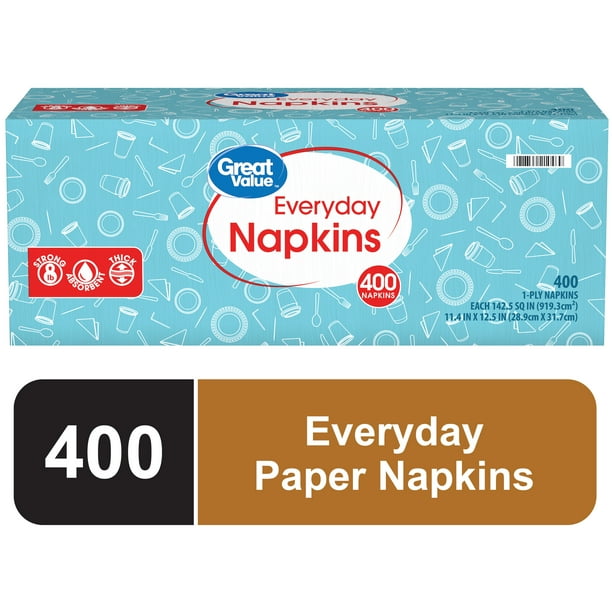 Great Value Everyday Paper Napkins, 400 Count