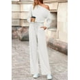 thumbnail image 4 of PRETTYGARDEN Long Sleeve Jumpsuit For Women Dressy Off Shoulder One Piece Loose Wide Leg Jumpsuits Casual Flowy Romper, 4 of 8
