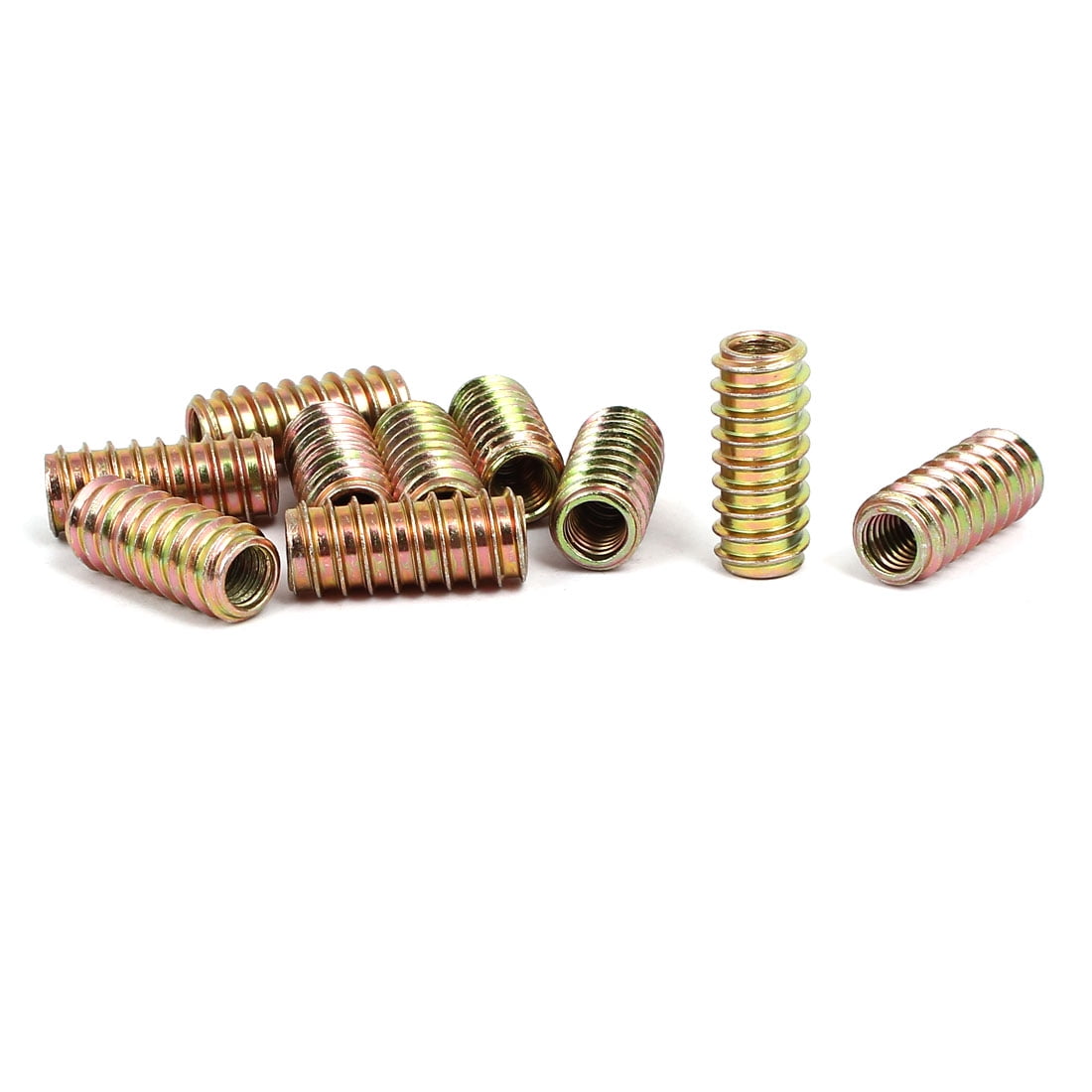 Wood Furniture Fixing Threaded Insert Nut ENut Bronze Tone M8x30mm