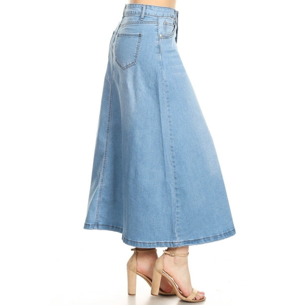 Fashion2Love Women's Plus/Junior size Mid Rise A-Line Long Jeans