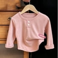 thumbnail image 4 of hotojiny Little Girls Long Sleeve Shirts Comfy Soft Crewneck Plain Kids Tops Boys Fitted Casual Undershirts(Pink,2-3 Years), 4 of 6