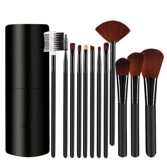 Ensemble de 12 Pinceaux de Maquillage Fard à Paupières Surligneur Rond Pinceau Fond de Teint