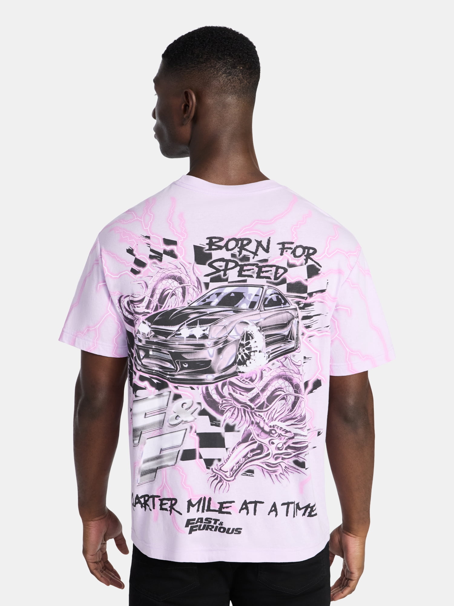 Fast and Furious Men's and Big Men's Dragon Line Oversized Graphic Tee, Sizes XS-3XL