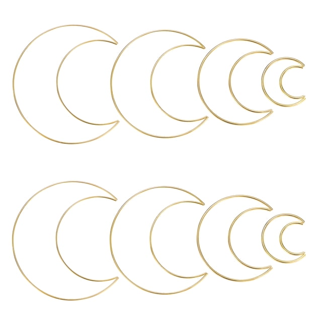 Uxcell 2-Juego de Anillos Atrapa Sueños, 4 Tamaños Anillo Floral en Forma de Luna de Metal para Manualidades DIY Dorado