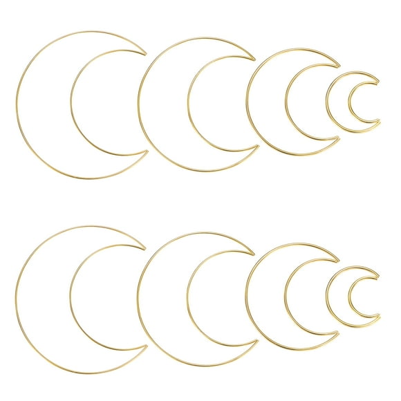 Uxcell 2-Juego de Anillos Atrapa Sueños, 4 Tamaños Anillo Floral en Forma de Luna de Metal para Manualidades DIY Dorado