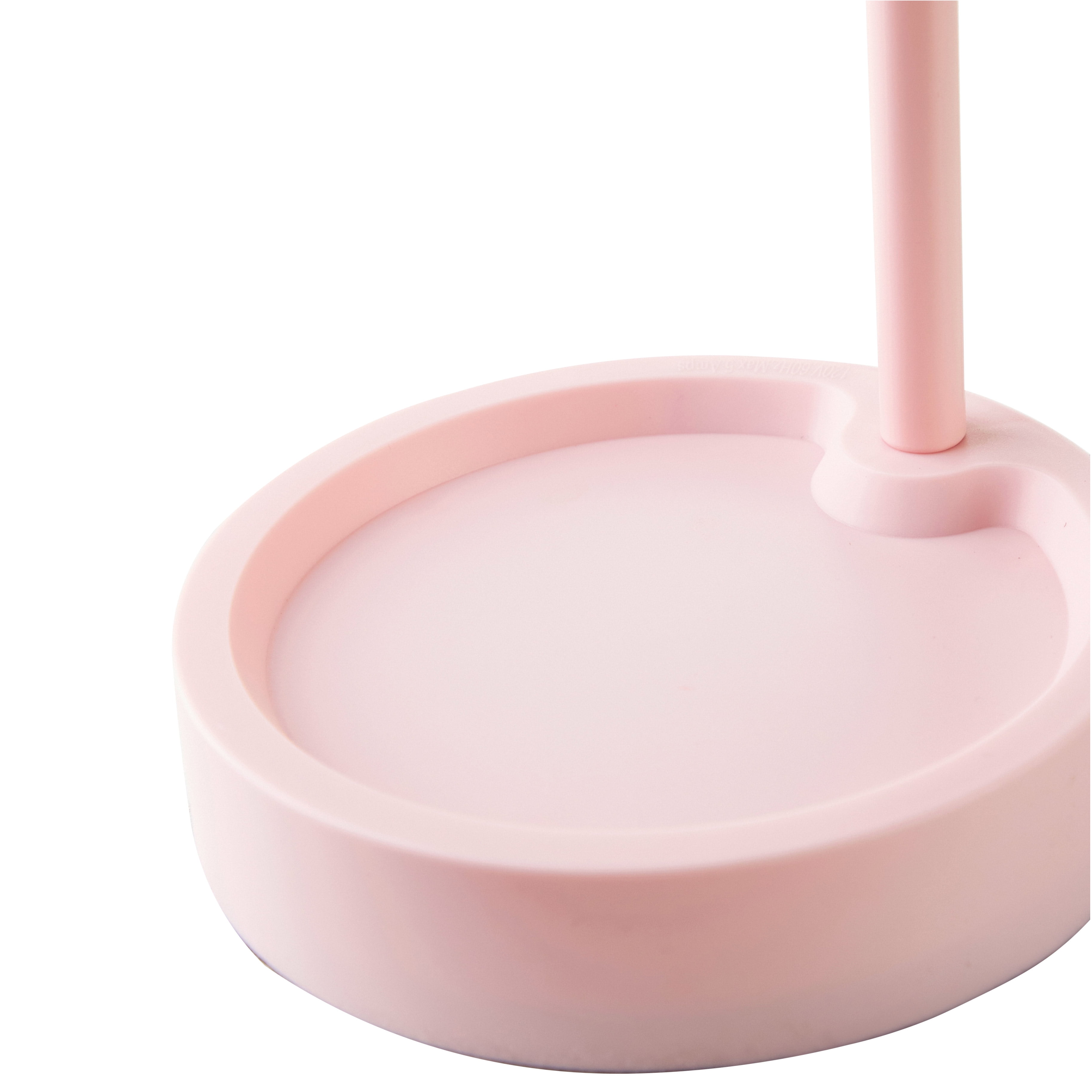 Mainstays LED Desk Lamp with Catch-All Base & AC Outlet, Matte Blush Pink
