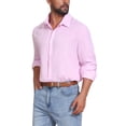 thumbnail image 4 of INSPIRE CHIC Men's Seersucker Shirt Striped Long Sleeve Button Down Textured Top 2XL Pink, 4 of 5