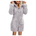 thumbnail image 1 of Mono corto con capucha de manga larga para mujer, pijama informal de invierno cálido, ropa de dormir Fridja  fhjkhfk456731, 1 of 6