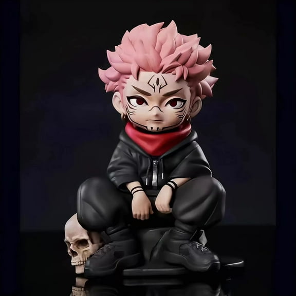 New Yuji Itadori, Gojo Satoru Figure, Squatting Q Version Figurine 12cm/5.5inch Anime Character Statue Model Desktop Decoration Ornament Gifts (a)