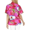 thumbnail image 4 of LA LEELA Women's Beach Funny Santa Claus Party Blouse Shirt Tops Button Down Shirts Christmas Tree Hawaiian Blouses for Women S Xmas Gifts, Pink, 4 of 7