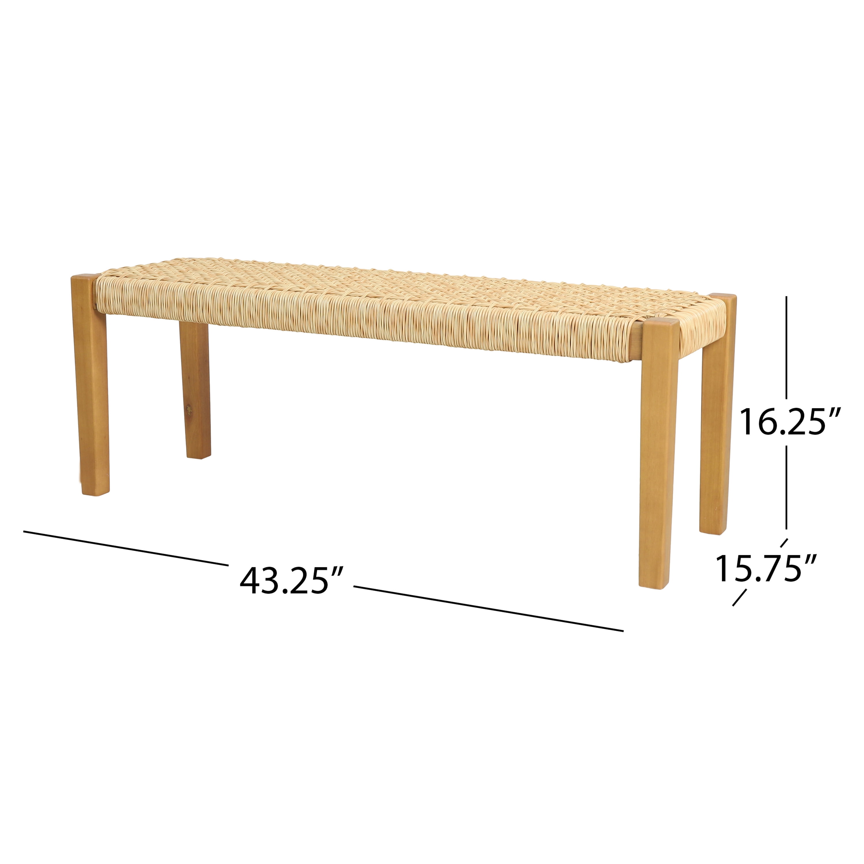 Outdoor Backless Garden Bench, Acacia Wood Public Rest Seat for Patio Garden, Teak Brown