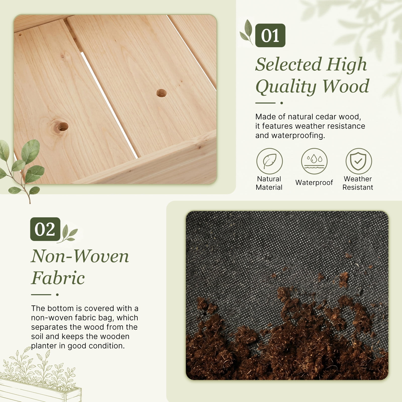 Wooden Raised Garden Bed with Legs, 34"L X 18"W X 30"H, Elevated Reinforced Large Planter Box for Vegetable Flower Herb Outdoors