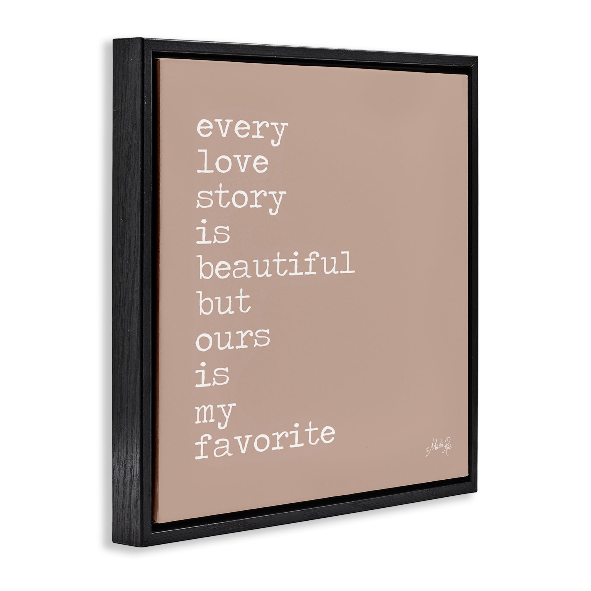 Stupell Industries Favorite Love Story Text & Numbers Painting Black Floater Framed Canvas Art Print Wall Art, 18 x 18