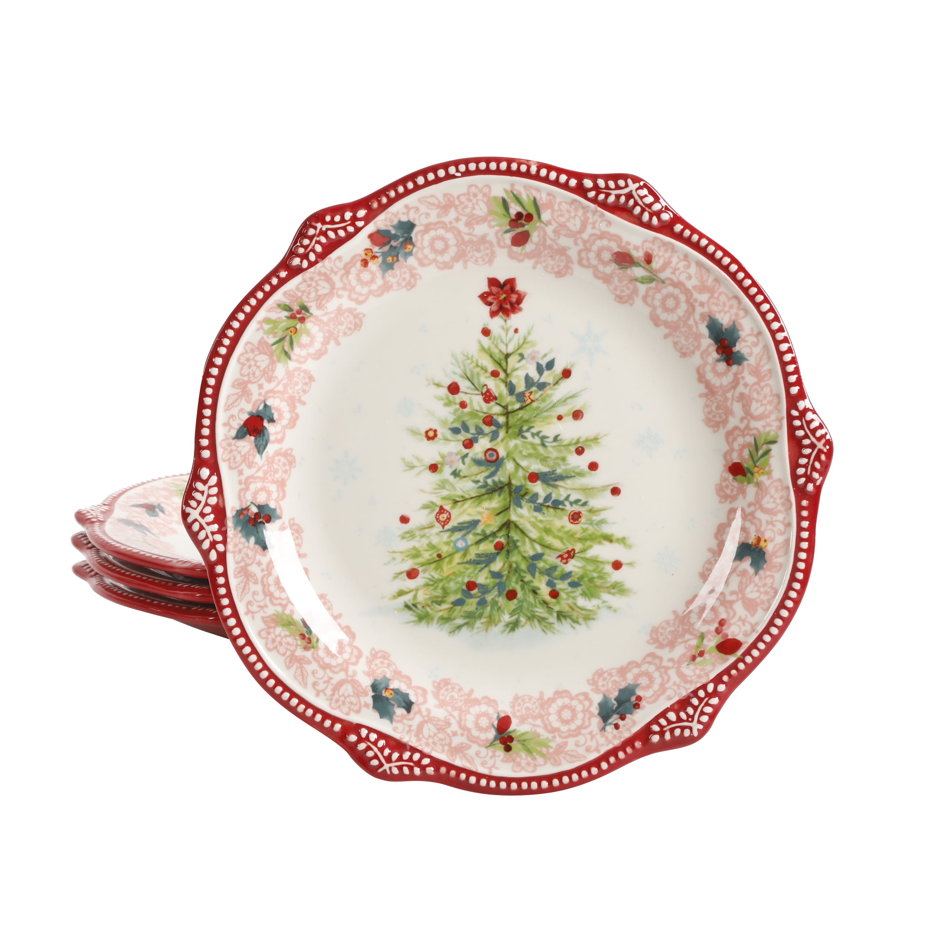 NEW PIONEER WOMAN CHRISTMAS APPETIZER PLATES~SET OF 6 DIFFERENT PLATES 