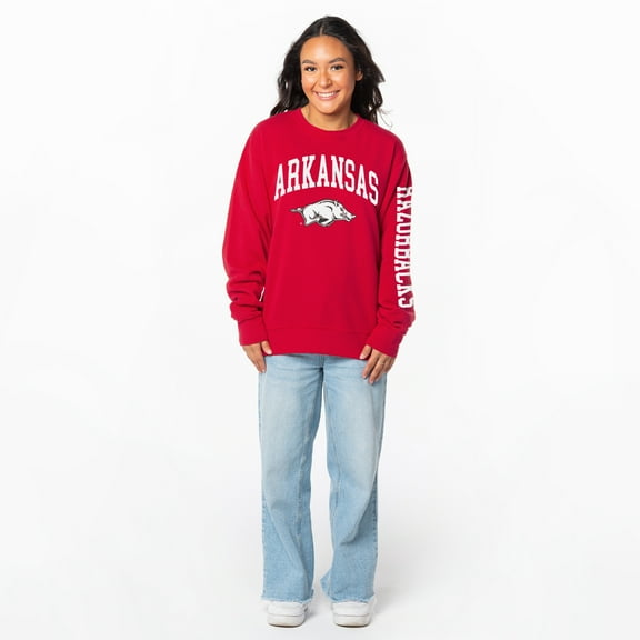 Women's ZooZatz Cardinal Arkansas Razorbacks Lightweight Fleece Pullover Sweatshirt