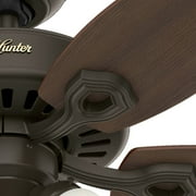 Hunter 42 inch Indoor Ceiling Fan with LED Lights - Bronze Ceiling Fan with Pull Chain, For Bedroom or Living Room, Standard Mount, No Remote, 5 Blades, Includes Bulbs - Builder 52107, New Bronze