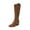 LIGHT BROWN, variant on Womens Cowboy Boots Chunky Heel Pointed Toe Embroidered Western Cowgirl Knee High Boots