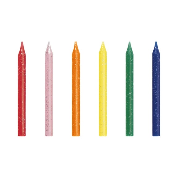 Way to Celebrate! Glitter Rainbow Birthday Candles, Assorted, 24ct