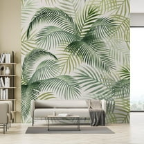 Idea4wall 2pcs Soft Palm Leaves Gentle Green Botanical Wall Murals, Removable Self-Adhesive Stick Wallpaper Large Wall Stickers for Home Decorative, 48"x96"