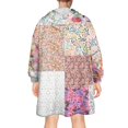 thumbnail image 2 of Wearable Oversized Blanket,Pioneer Flower Floral Print Pattern Wearable Blanket Hoodie for Adults,Cozy Hooded Blankets with Super Pockets,Super Warm Fuzzy Pullover for Women & Men, 2 of 6